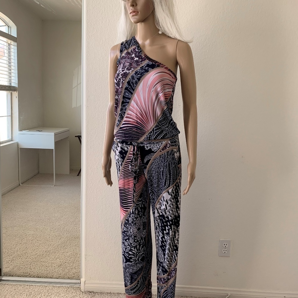 BAMBAM One Shoulder Wide Leg Jumpsuit Resort Vacation Beach Size Medium - Picture 3 of 7